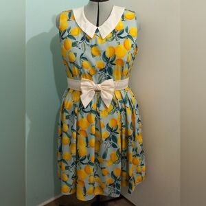 🧁B2G1🧁 Dolly and Dotty Lemon Print Collared Sleeveless Dress